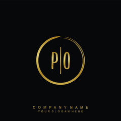 PO initials with a golden circle brush template