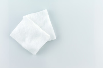 cotton pads white soft clean beauty health medicine top view on white background.