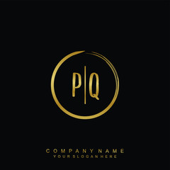 PQ initials with a golden circle brush template