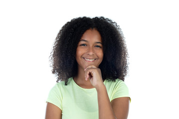 Fototapeta na wymiar Pensive african girl with a beautiful afro hair