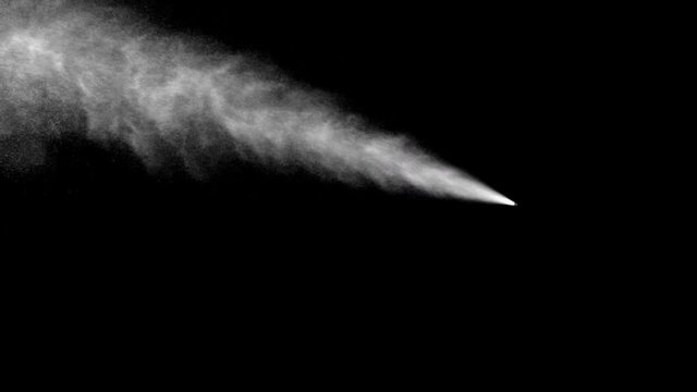 VFX plate,spray blast on black background, fountain of vaporized foam particles. stabilized locked shot, alpha channel of spray included, UHD 4K 60fps