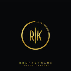 RK initials with a golden circle brush template