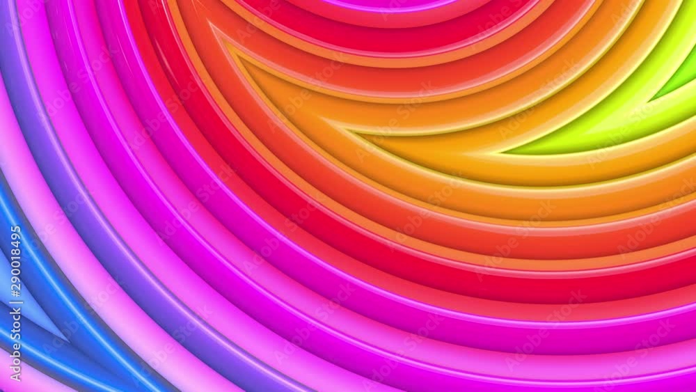 Aufkleber abstract 3d seamless bright rainbow colors background in 4k. multicolored gradient stripes move cycl