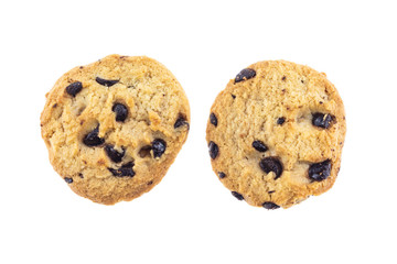 two cookie chocolate on white background.