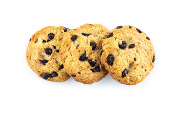 three cookie chocolate on white background.
