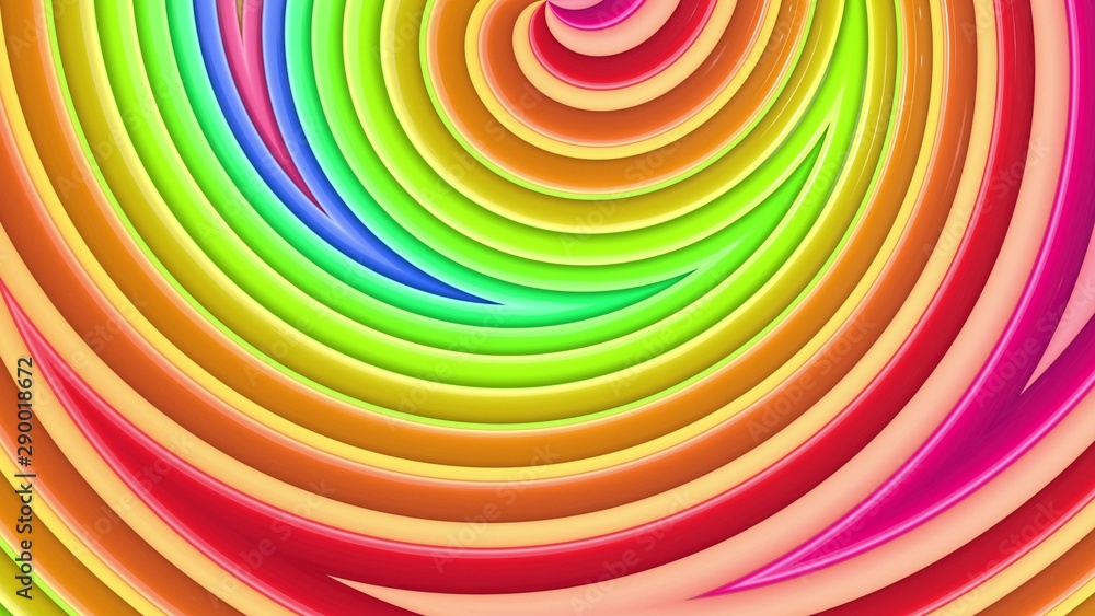 Aufkleber abstract 3d seamless bright rainbow colors background in 4k. multicolored gradient stripes move cycl