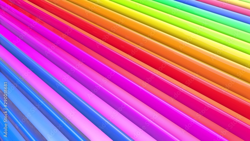 Poster abstract 3d seamless bright rainbow colors background in 4k. multicolored gradient stripes move cycl