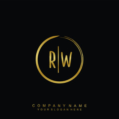 RW initials with a golden circle brush template