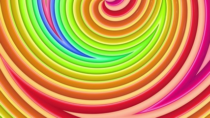 Abstract 3d seamless bright rainbow colors background in 4k. Multicolored gradient stripes move cyclically in simple cartoon creative style. Looped smooth animation.