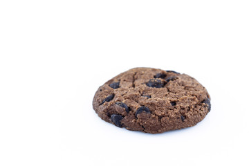 one cookie chocolate on white background.