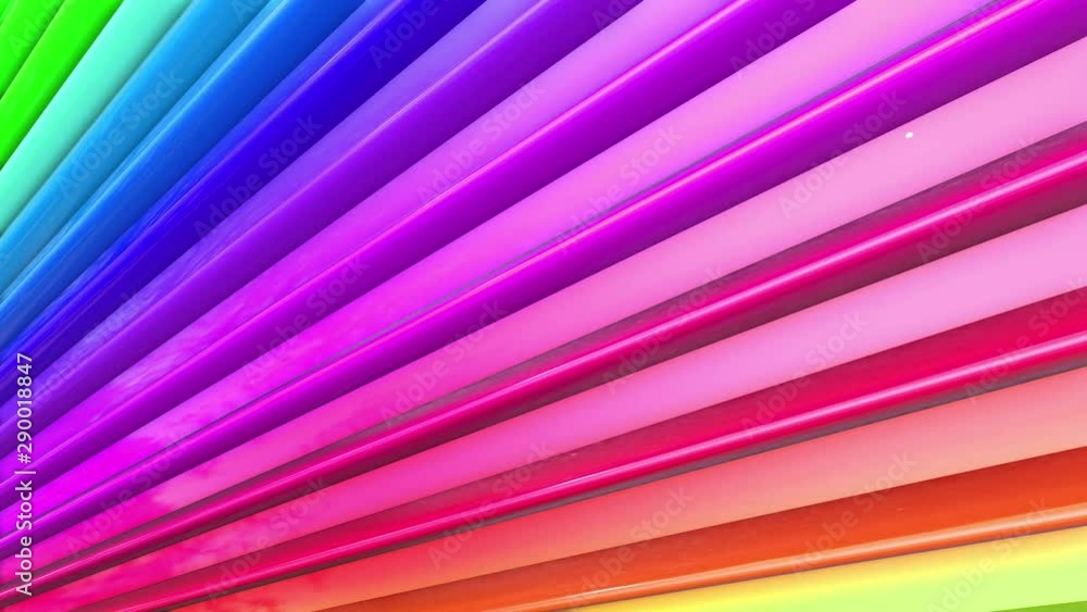 Poster abstract 3d seamless bright rainbow colors background in 4k. multicolored gradient stripes move cycl