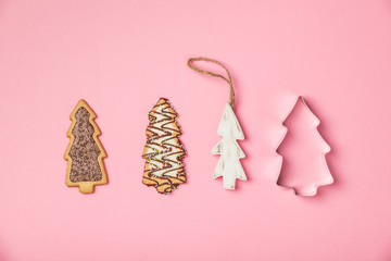 Christmas gingerbread cookies in the shape of a Christmas tree