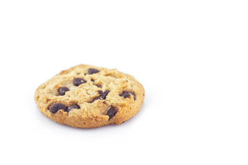 one cookie chocolate on white background.