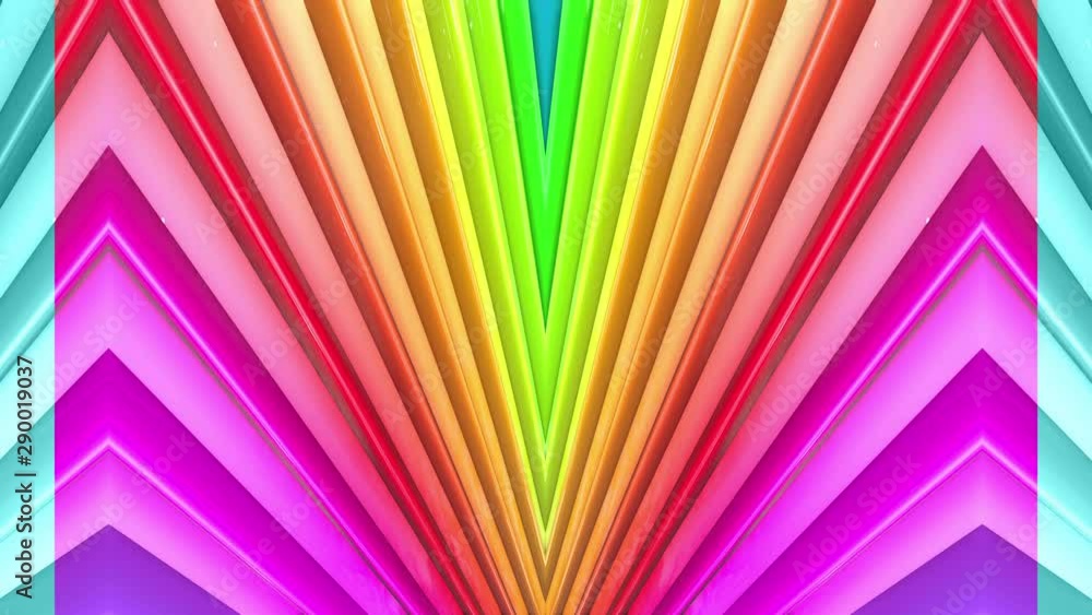 Poster abstract 3d seamless bright rainbow colors background in 4k. multicolored gradient stripes move cycl