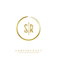 SR initials with a golden circle brush template