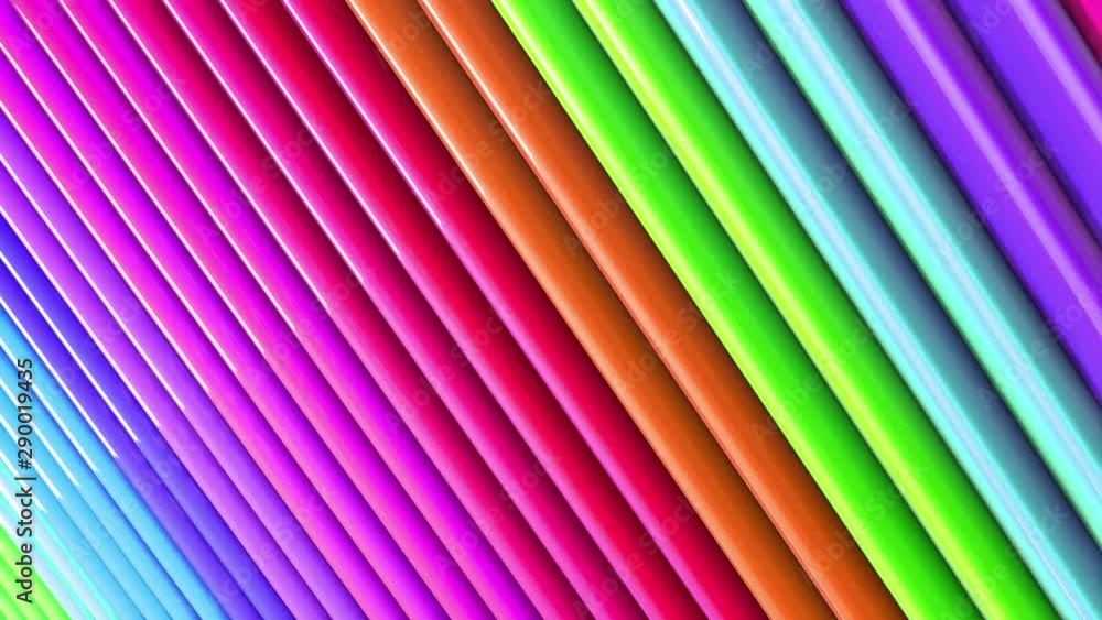 Poster abstract 3d seamless bright rainbow colors background in 4k. multicolored gradient stripes move cycl