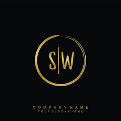 SW initials with a golden circle brush template