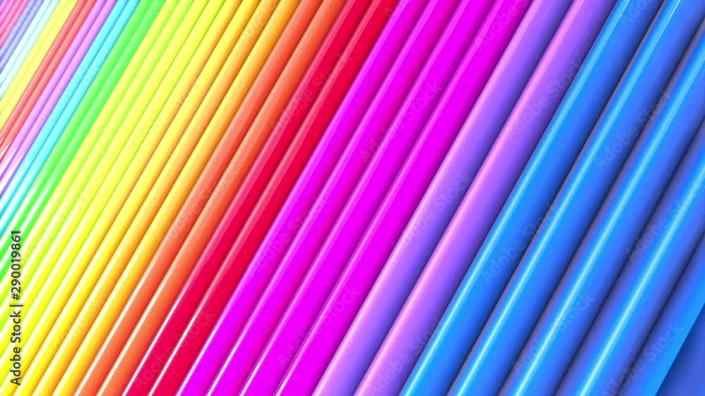 Aufkleber abstract 3d seamless bright rainbow colors background in 4k. multicolored gradient stripes move cycl