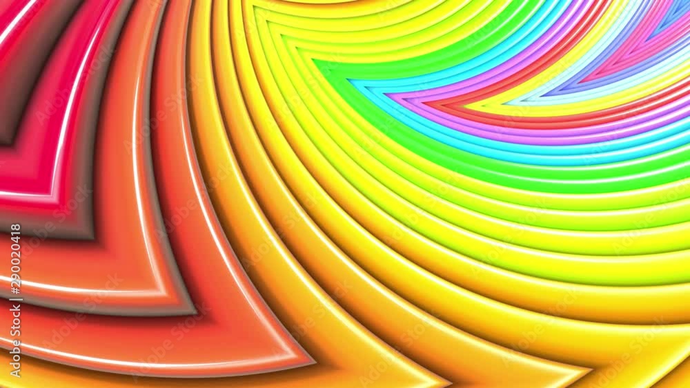 Poster abstract 3d seamless bright rainbow colors background in 4k. multicolored gradient stripes move cycl