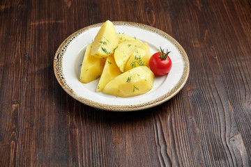 Boiled potato wedges. Restaurant menu