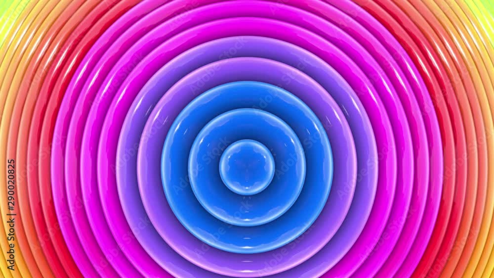 Aufkleber abstract 3d seamless bright rainbow colors background in 4k. multicolored gradient stripes move cycl