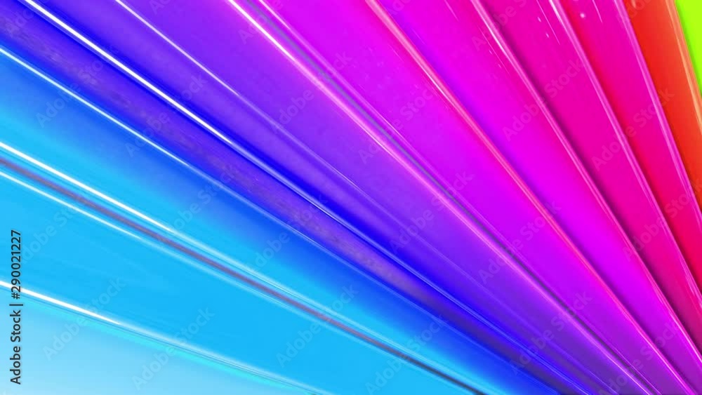 Aufkleber abstract 3d seamless bright rainbow colors background in 4k. multicolored gradient stripes move cycl