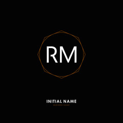 Fototapeta na wymiar R M RM Initial logo letter with minimalist concept. Vector with scandinavian style logo.