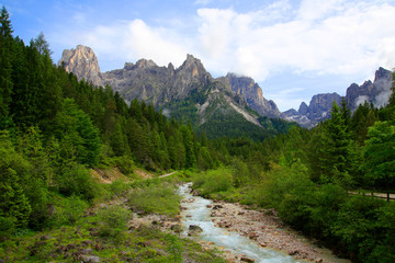 Fototapeta na wymiar Dolomiten mit Gebirgsbach, Südtirol, Italien