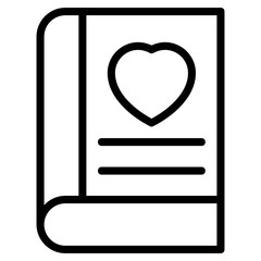 Heart, love, love book, notebook, romantic, valentine Vector  icon