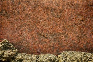 Sheet metal rust ,Concrete wall, Zinc sheets