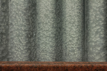Sheet metal rust, Concrete wall, Zinc sheets
