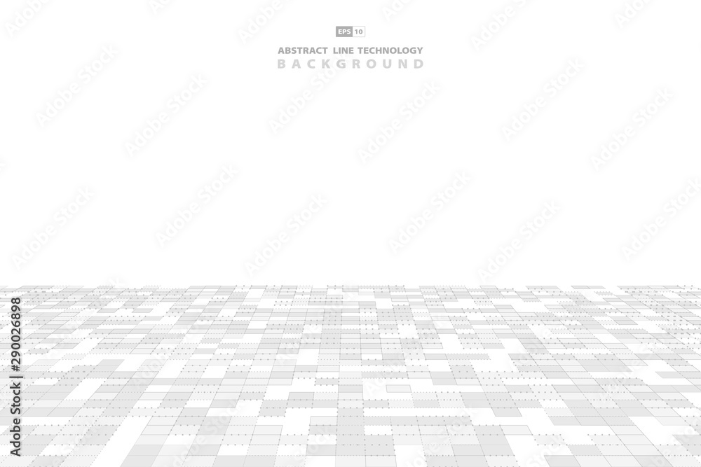 Poster Abstract gray and white square pattern design tech design background. illustration vector eps10
