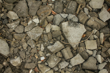 Stone floor, scraps, old wood