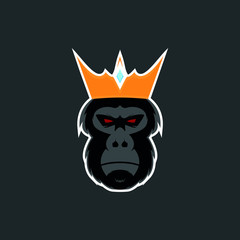 king kong mascot logo. gorilla with crown mascot logo. monkey king mascot