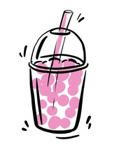 TAPIOCA icon. Bubble / pearl milk tea or boba line art for apps and websites. 