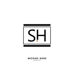 Obraz premium S H SH Initial logo letter with minimalist concept. Vector with scandinavian style logo.