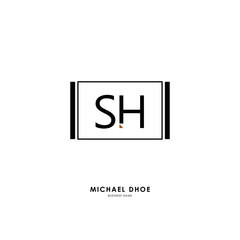 S H SH Initial logo letter with minimalist concept. Vector with scandinavian style logo.