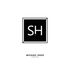 S H SH Initial logo letter with minimalist concept. Vector with scandinavian style logo.