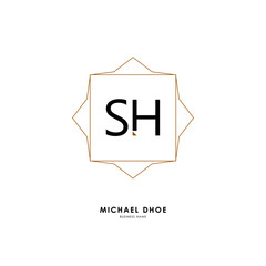 S H SH Initial logo letter with minimalist concept. Vector with scandinavian style logo.