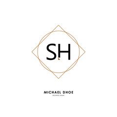 S H SH Initial logo letter with minimalist concept. Vector with scandinavian style logo.