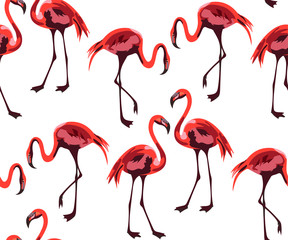 Tropical wildlife, flamingo bird, seamless pattern. Vector pattern. Print for textile, cloth, wallpaper, scrapbooking	