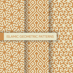 Seamless Geometric Patterns Texture Collection, Islamic Style Pattern Background Textures Set