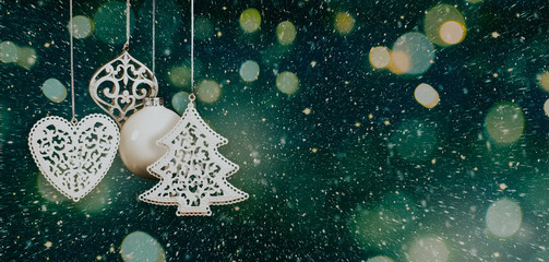 Christmas background with baubles and lights