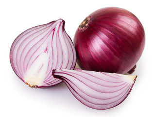 Fresh red onion on white background