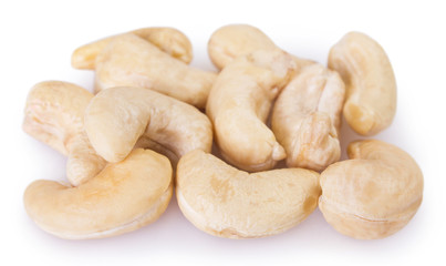 Cashew nuts on white background