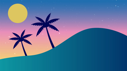 Fantastic background of beach at sunset Vector