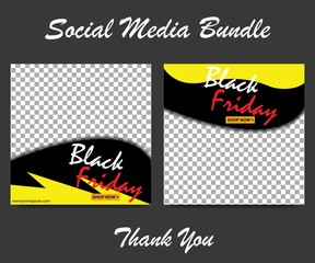 Black Friday sale web banner promotion  for social media mobile apps. Social media template for black friday promotion. Editable template for digital marketing and web banner