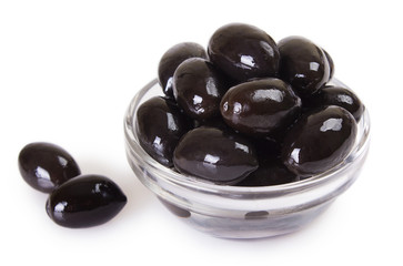 Black olives on white background