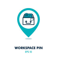 Filing Cabinet pin map icon. Workspace sign