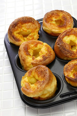 homemade freshly Yorkshire puddings, traditional British side dish